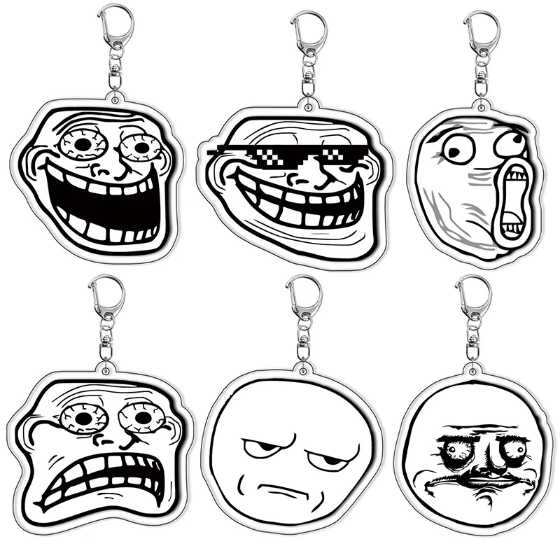 Фото Забавный брелок TrollFace NoMeGusta Rage Face ForeverAlone, кулон, брелок для аксессуаров, сумка, кольцо, брелок, ювелирные изделия, подарки для фанатов №1