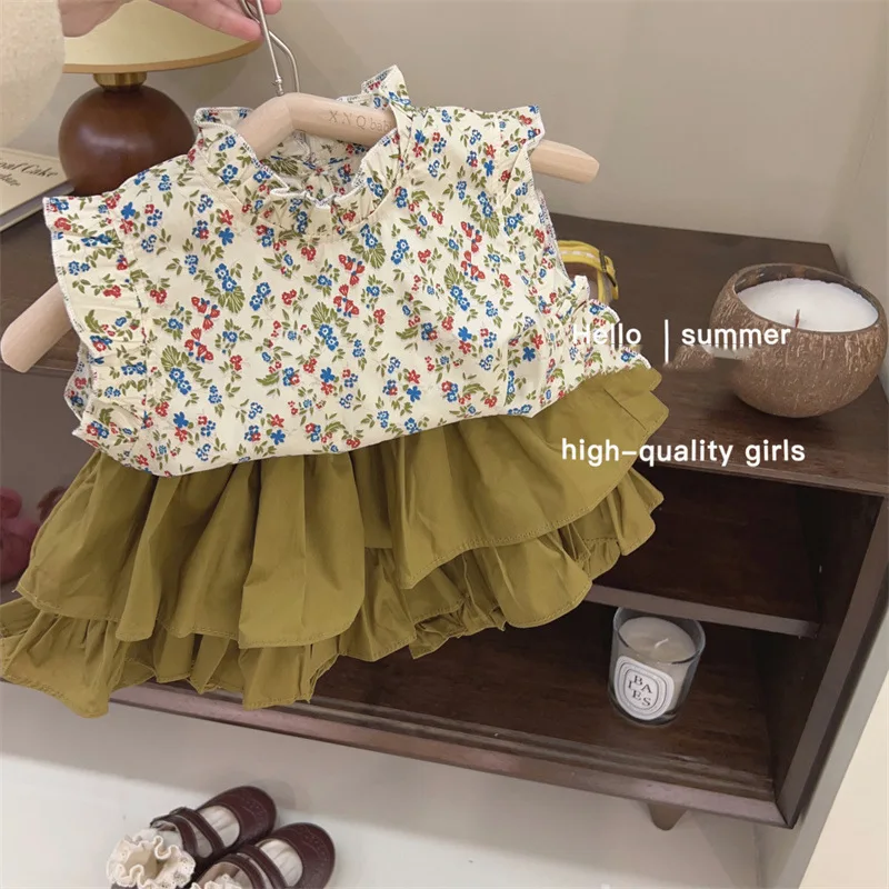 

2023 Summer Korean Girl's Clothing Sets and Dot Pants Toddler Girl Summer Sets Brand Outfits Children Clothing Set