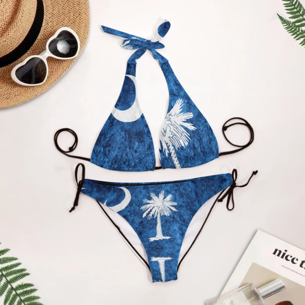 

Сексуальное бикини, женский купальник с эффектом пуш-ап, купальники из двух частей, купальный костюм с флагом штата Каролина, пляжная одежда, Бразильская одежда