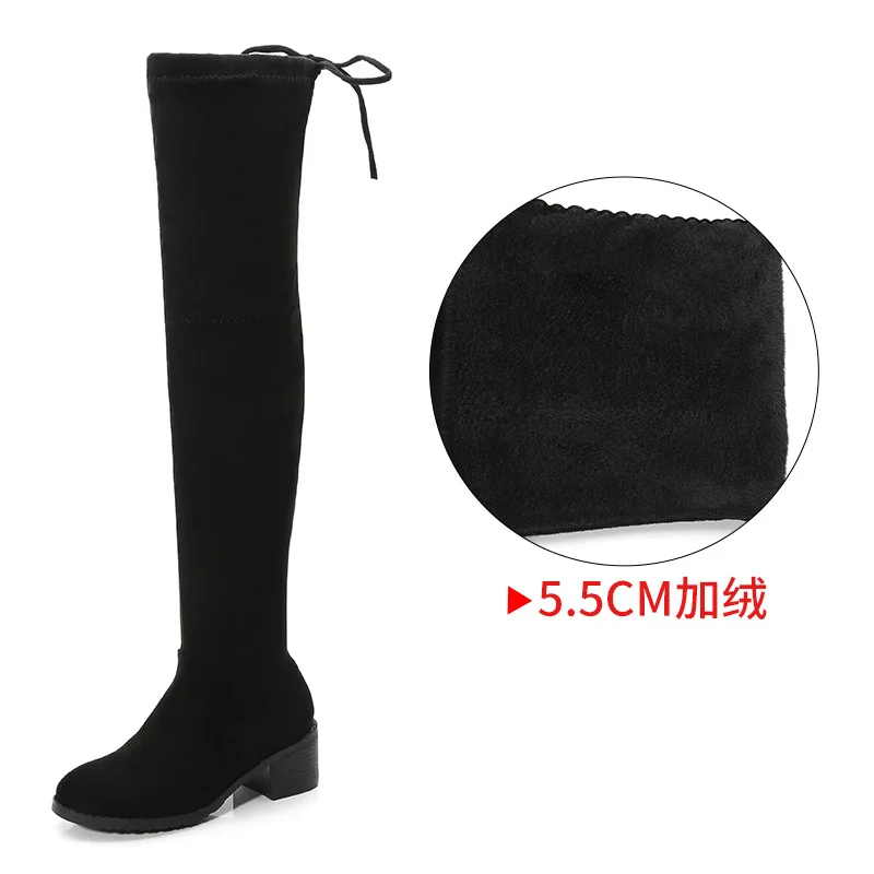 Over-the-knee Boots Women's 2022 Autumn Winter New Long Boots Elastic Boots Plus Velvet Warm High Tube Flat Thin Skinny Boots