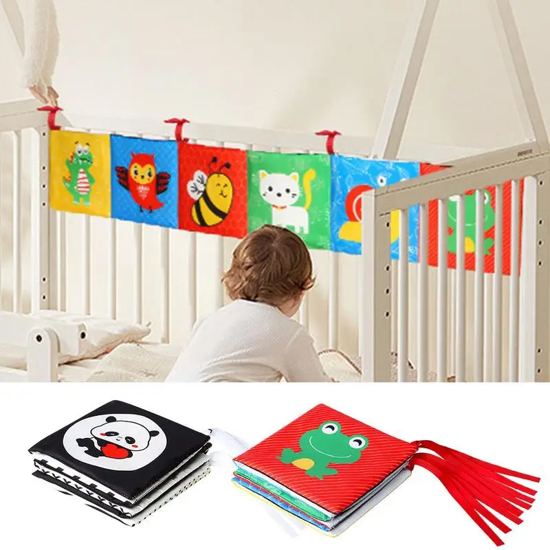 

Cloth Book For Babies Black And White Sensory Toys For Babies Early Development Interactive Book Stroller Soft Toys Gifts For Bo