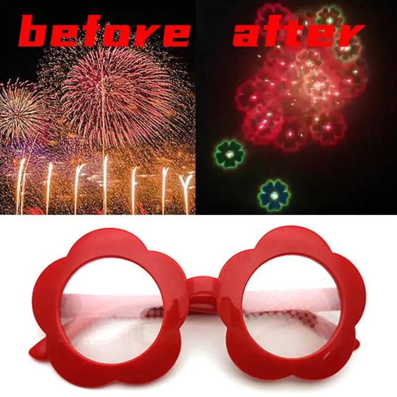 

2Pcs Fashion Sunflower Effects Diffraction Glasses Watch The Lights Change To Flower Shape At Night Glasses Party Supplies