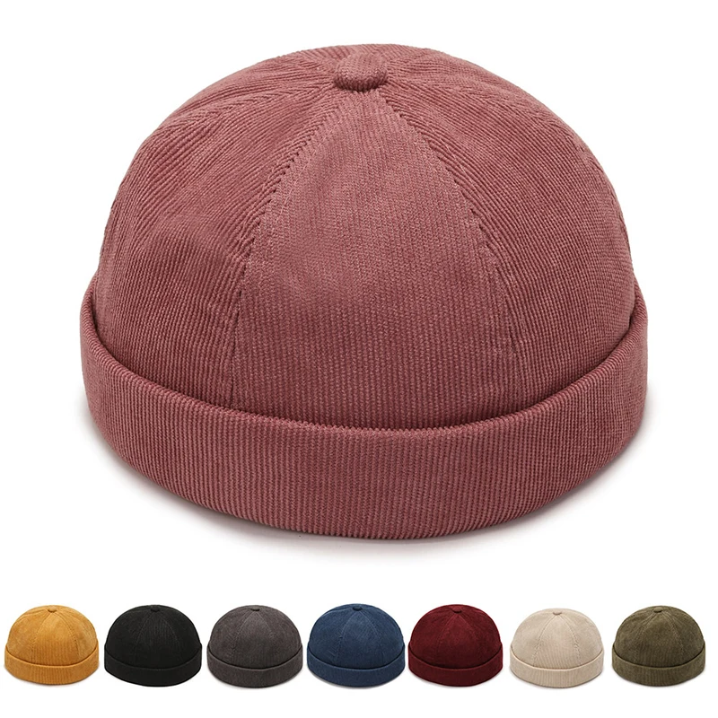 

Men Women Retro Dome Melon Brimless Beanie Cap Street Hip Hop Unisex Skullcap Sailor Cotton Trendy Elastic Panels Docker Hat New