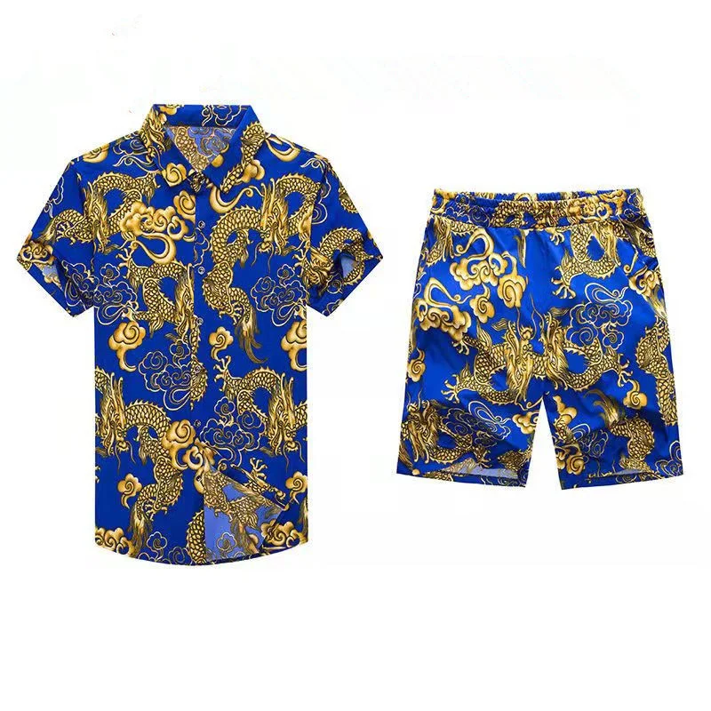 

trousers) (Shirt + 2023 summer shirt Chinese style men shirts elastic waist Short sleeve casual men's shirts men size M-4XL