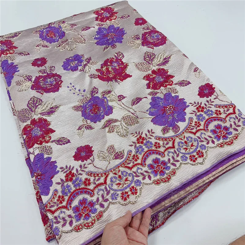 

5 Yard African Tulle Lace Fabric Satin Nigerian Brocade Gild Jacquard Lace Fabric For Sewing Wedding Party Dress Women Cloth