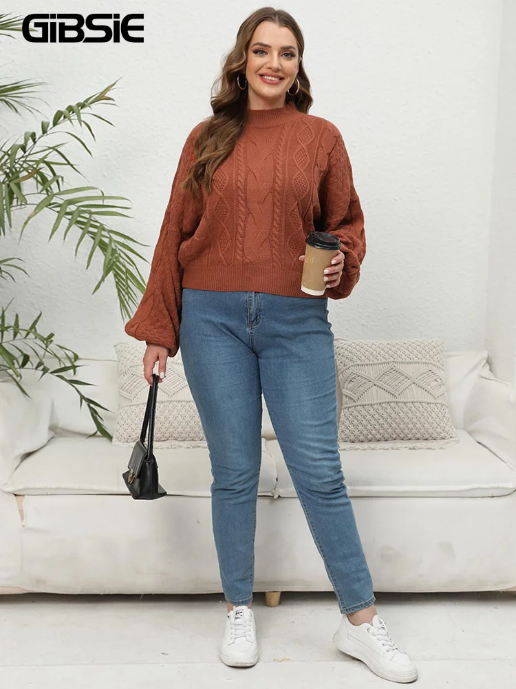 Женский свитер с длинным рукавом-фонариком ложным воротником