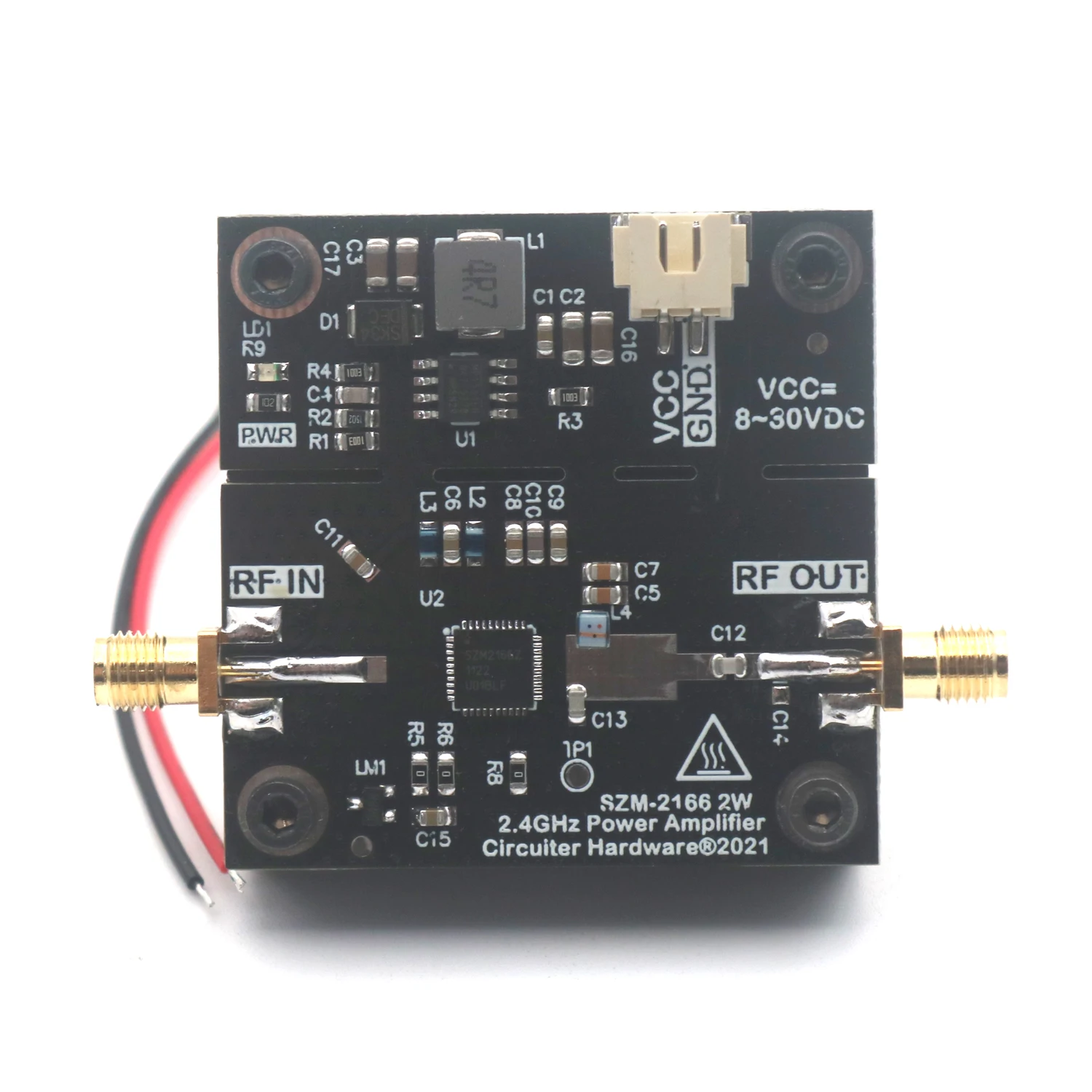 

SZM2166 Радиочастотный усилитель мощности 2,4G 2W WIFI Радиочастотный усилитель 30DB 12V 24V DC 2.4GHZ