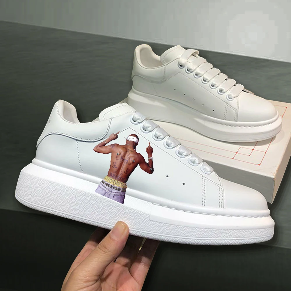 Rapper 2pac Sneakers Fashion Men Women casual Shoes Male Platform Sneakers Girls Casual kateboarding Shoes flats 3D graffiti