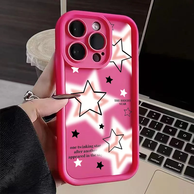 Чехол для телефона с милыми розовыми звездами iPhone 16 15 14 13 12 11 Pro Max Mini XR XS X 7 8 Plus