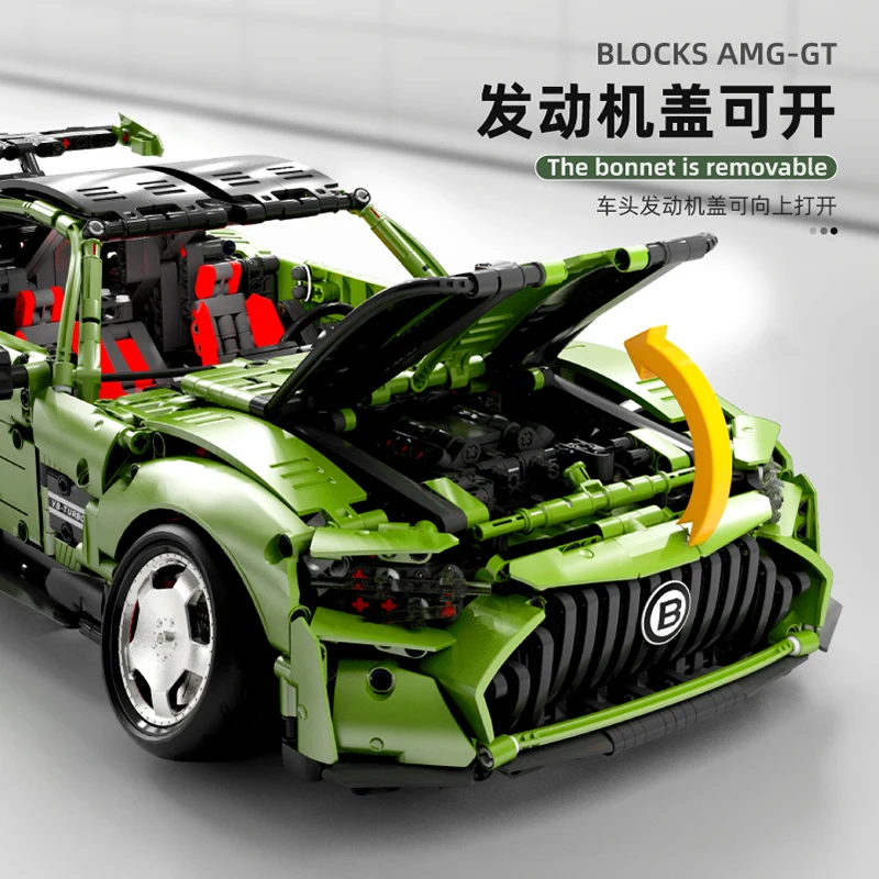 T5019 MOC Гальваническое зеленое AMG GT 2878 шт. модель супер автомобиля строительные
