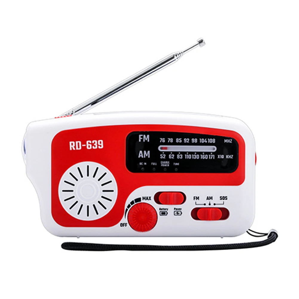 portable radio hand crank am fm emergency reading lamp flashlight solar charging 1200mah power bank for cell phone free global shipping