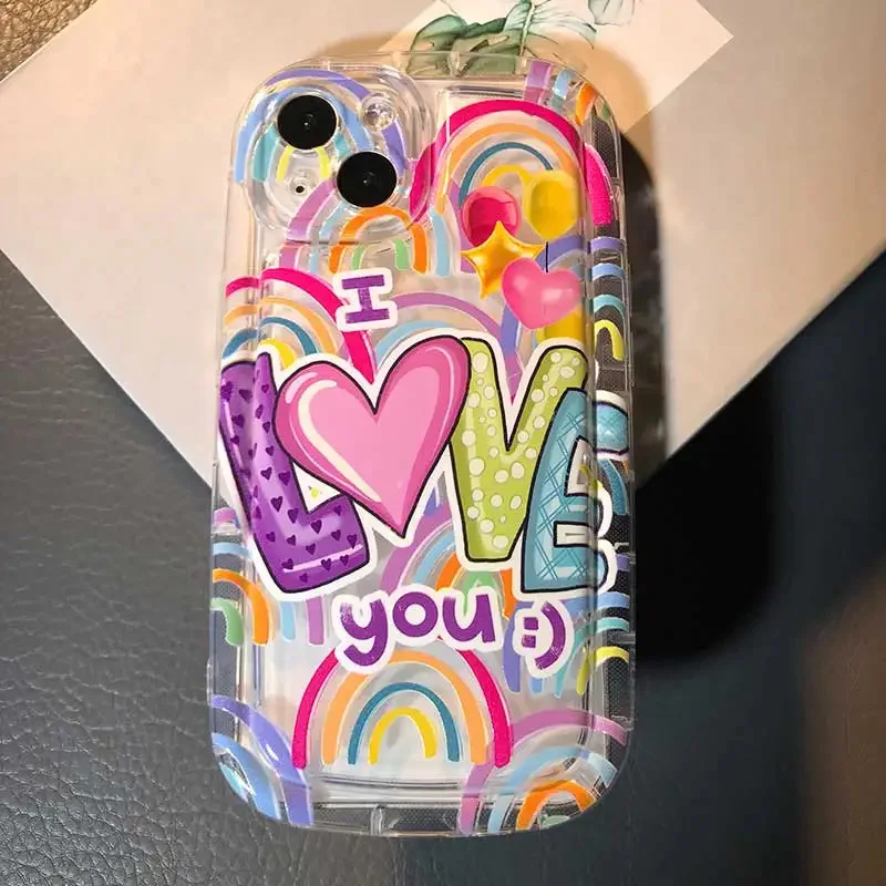 Чехол из ТПУ с милой любовью цвета радужной цепочкой для Honor X9B X6A 90 70 50 20 X7B X8 X7 X6 X9 9X