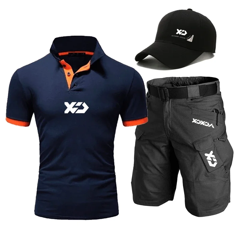 

Модный повседневный спортивный комплект для рыбалки, мужская летняя быстросохнущая футболка для рыбалки + спортивная рыболовная шляпа + дышащие шорты для рыбалки на открытом воздухе