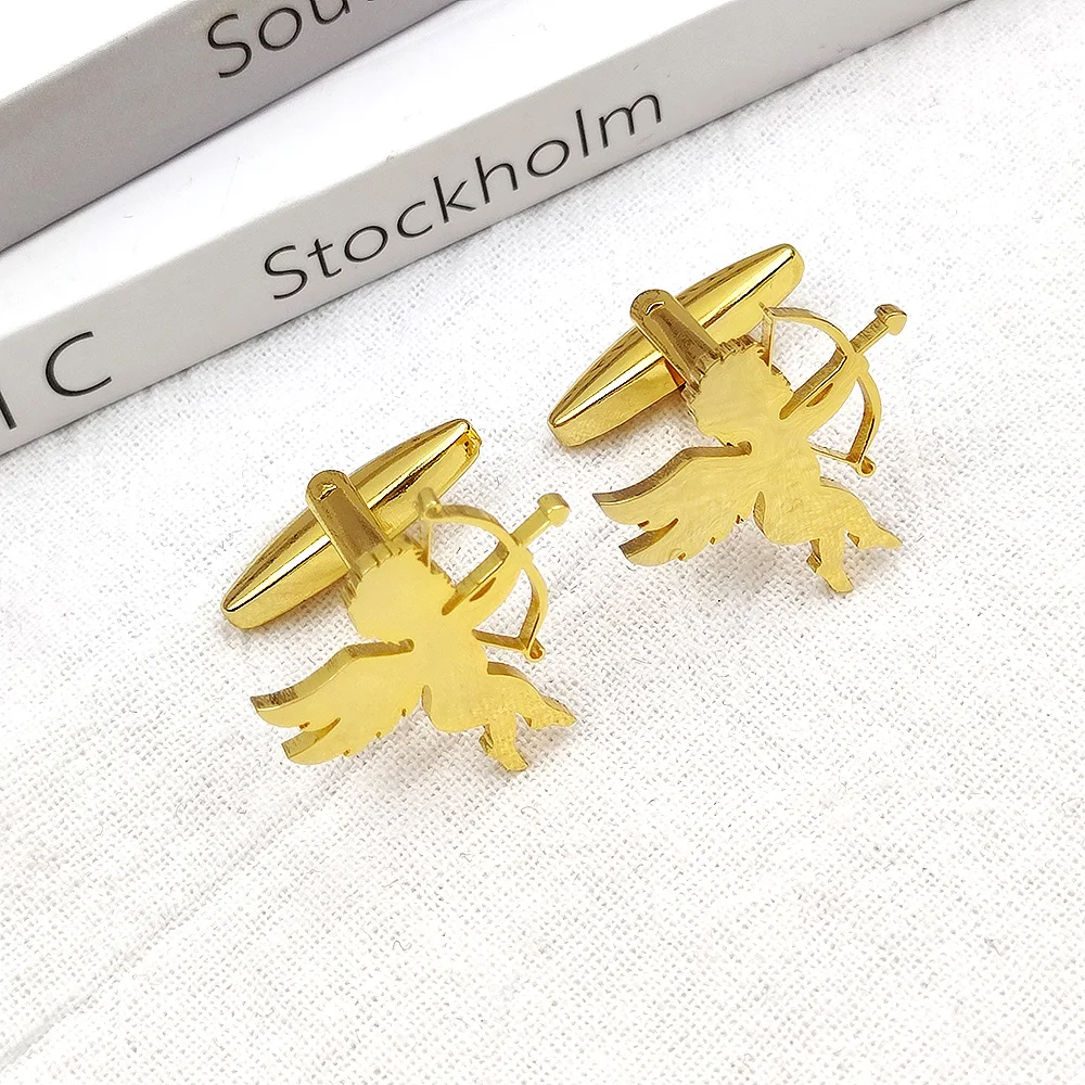 Cute Men's Cufflinks Cupid Fashion Men's Shirt Cufflinks Stainless Steel Charm Jewelry For Boyfriend Husband Good Friend Gift