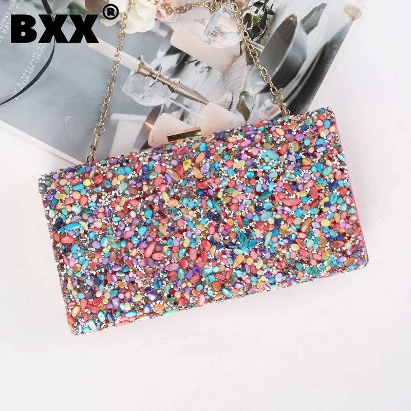 

[BXX] 2023 New Shell Shiny Diamond Handbags For Women's Party Evening Chain Wallet Mobile Shoulder Crossbody Tyrend Bag 25M43