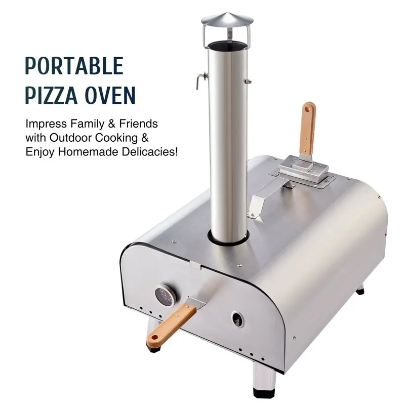

Outdoor Pizza Oven Stainless Steel Portable Oven w 12in Pizza Stone More Silver