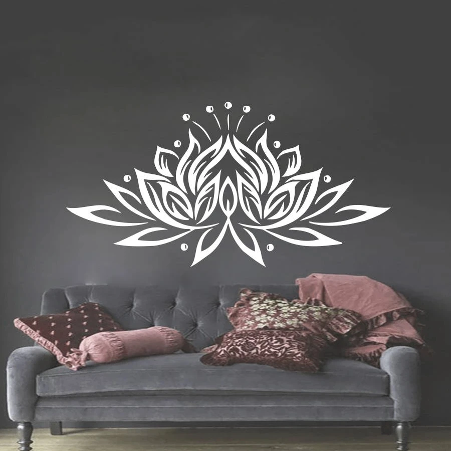 

Vinyl Wall Decal Bedroom Sticker Lotus Flower Yoga Studio Bohemian Hippie Yoga Indian Bedhead Decor