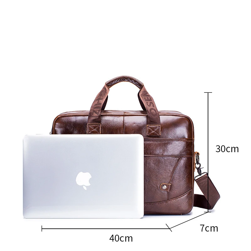 Men's Genuine Leather Business Briefcase High Quality Leather Handbag Casual Shoulder Messenger Bag Large Capacity Laptop Bag