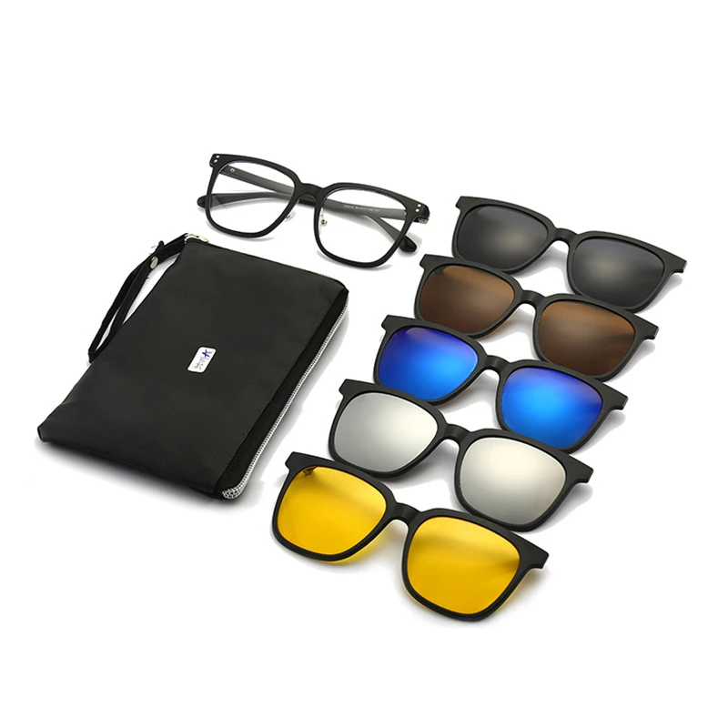 

Оправа для очков для близорукости для мужчин и женщин, поляризационные магнитные солнцезащитные очки 5 в 1, с заклепками, для близорукости, при пресбиопии