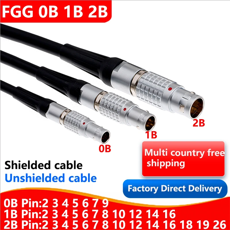 Фото FGG 0B 1B 2B Штекер, стандартный сварной ПВХ-кабель, 0,5 м, 1 м, 2 м, 3 м, 5 м, экранированные и неэкранированные кабели, настраиваемый разъем №1