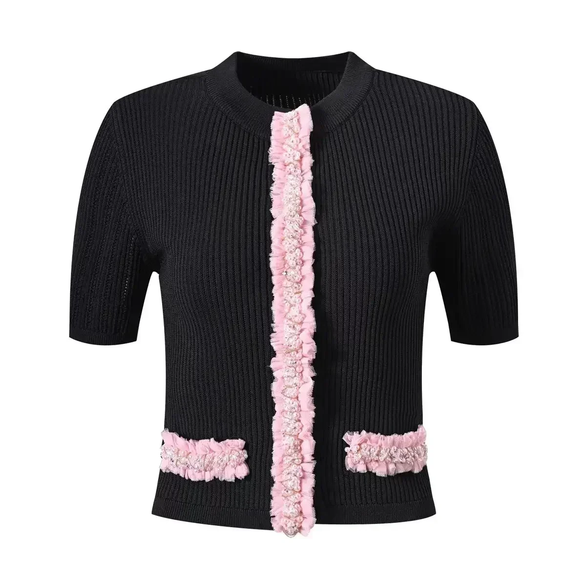 2024 модная горячая распродажа уличный стиль для девочек Amoi розовый с бисером