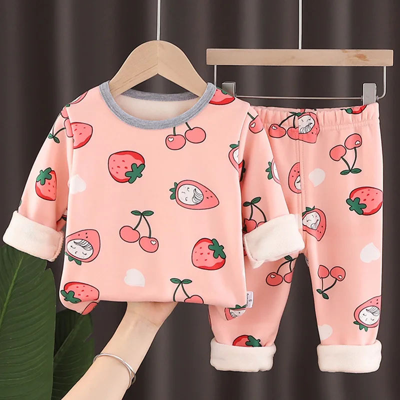 Winter Kids Clothing Sets Warm Fleece Pajamas For Boys Girls Thicken Children Dinosaur Sleepwear Baby Thermal Underwear Pyjamas images - 6
