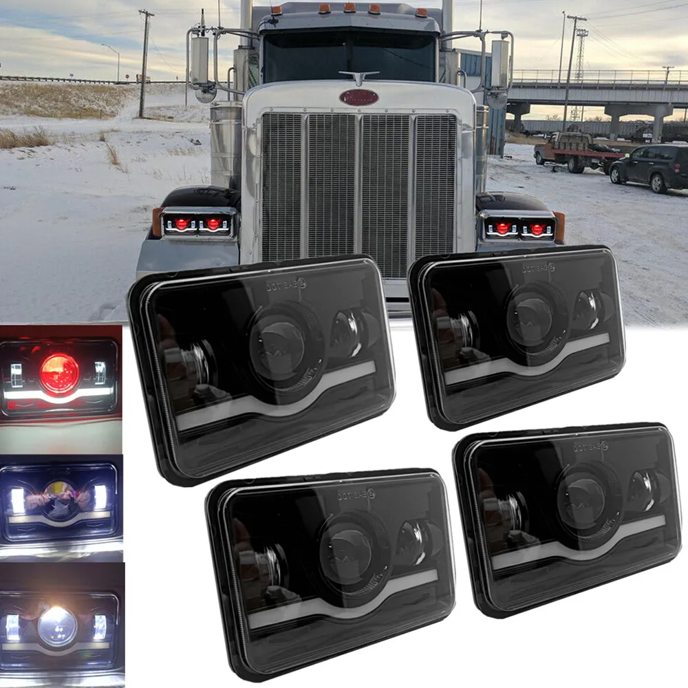4 шт. 4X светодиодный ных фар для кВт Kenworth T600 W900 T800 грузовик для Volkswagen 379 Chevy S10 H4656 H4651 H6545, светодиодные фары дальнего света