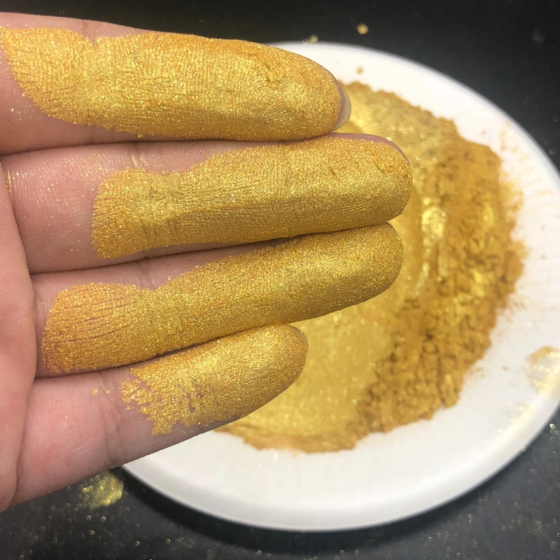 

100 г, сверхъяркая Золотая пудра, статуя храма Будды, табличка с бесцветным сияющим золотым порошком