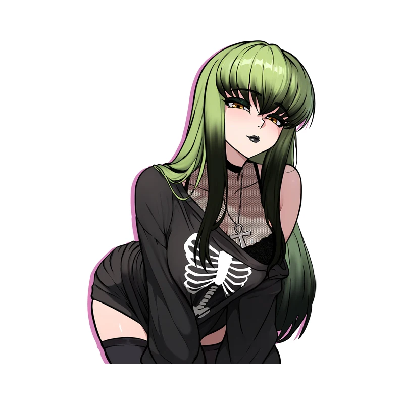 

EARLFAMILY готический стиль аниме автомобильная наклейка зеленые длинные волосы графика DIY наклейка яркий водостойкий виниловый декор автомобиля