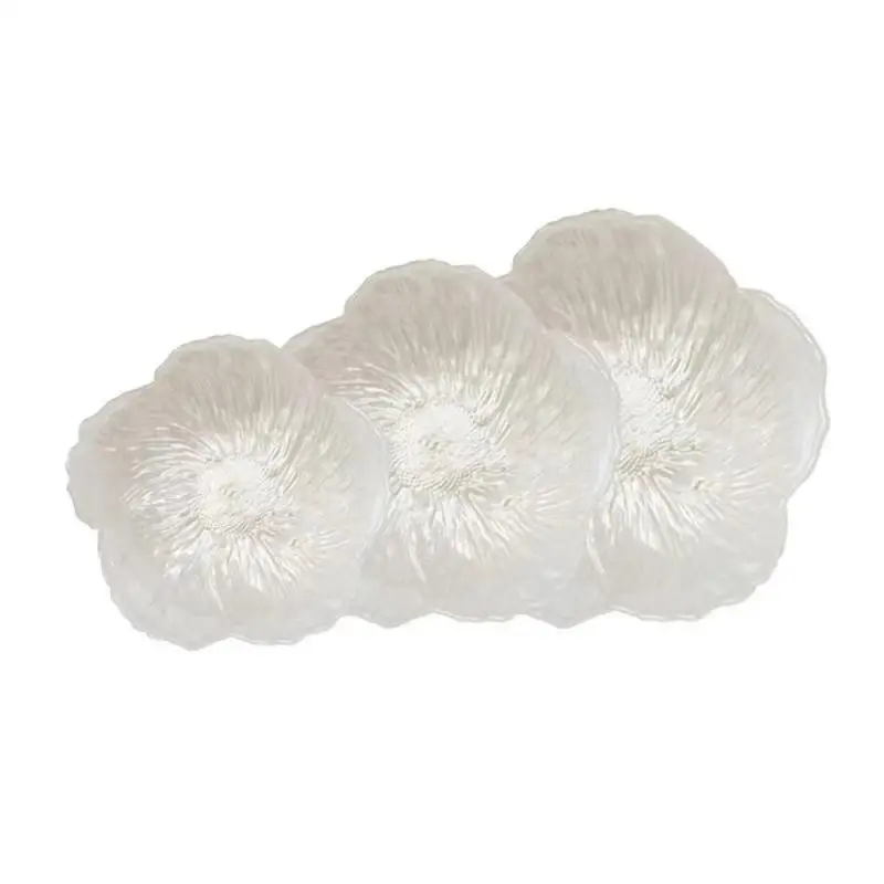 

Simple And Light Luxury Pearlescent Flower Shape Fruit Plate Integrated Design High-end Atmosphere Has Style Crystal Glass