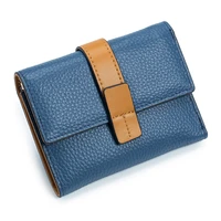 new three fold style hasp zipper design upper grain cowhide leather neat lady fashion card holder wallet coin purses palm bags