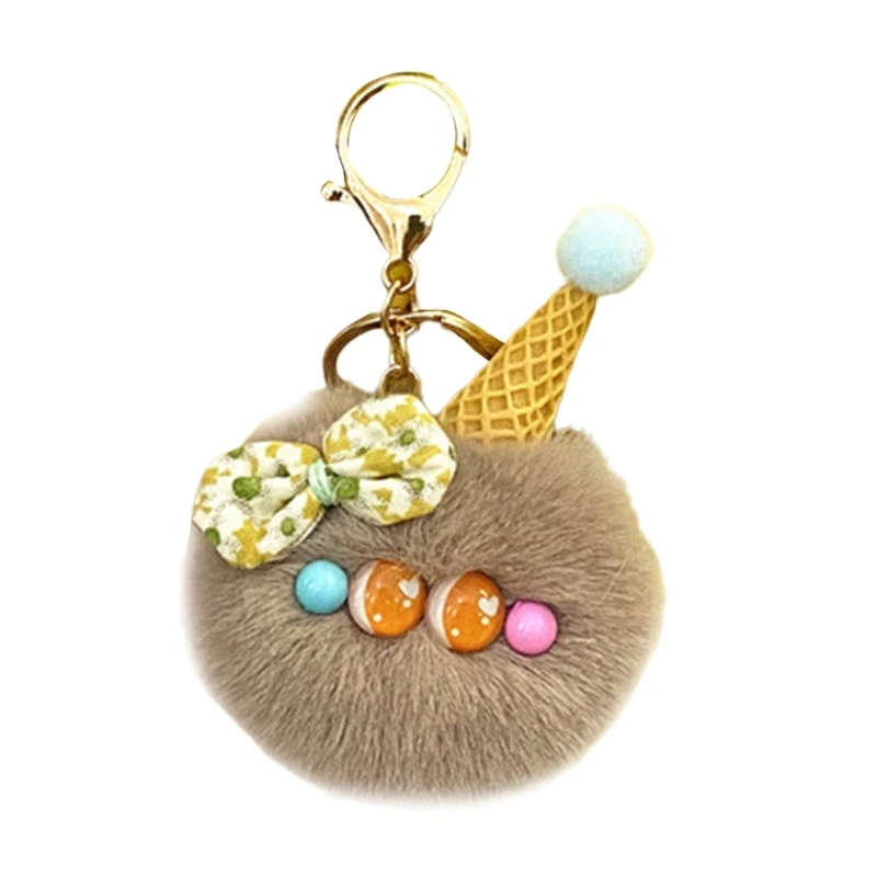 

Cartoon Ice-cream Shape Keychain Plush Men Women Backpack Cute Couple Pendant Auto Accessories Ring Small Gifts