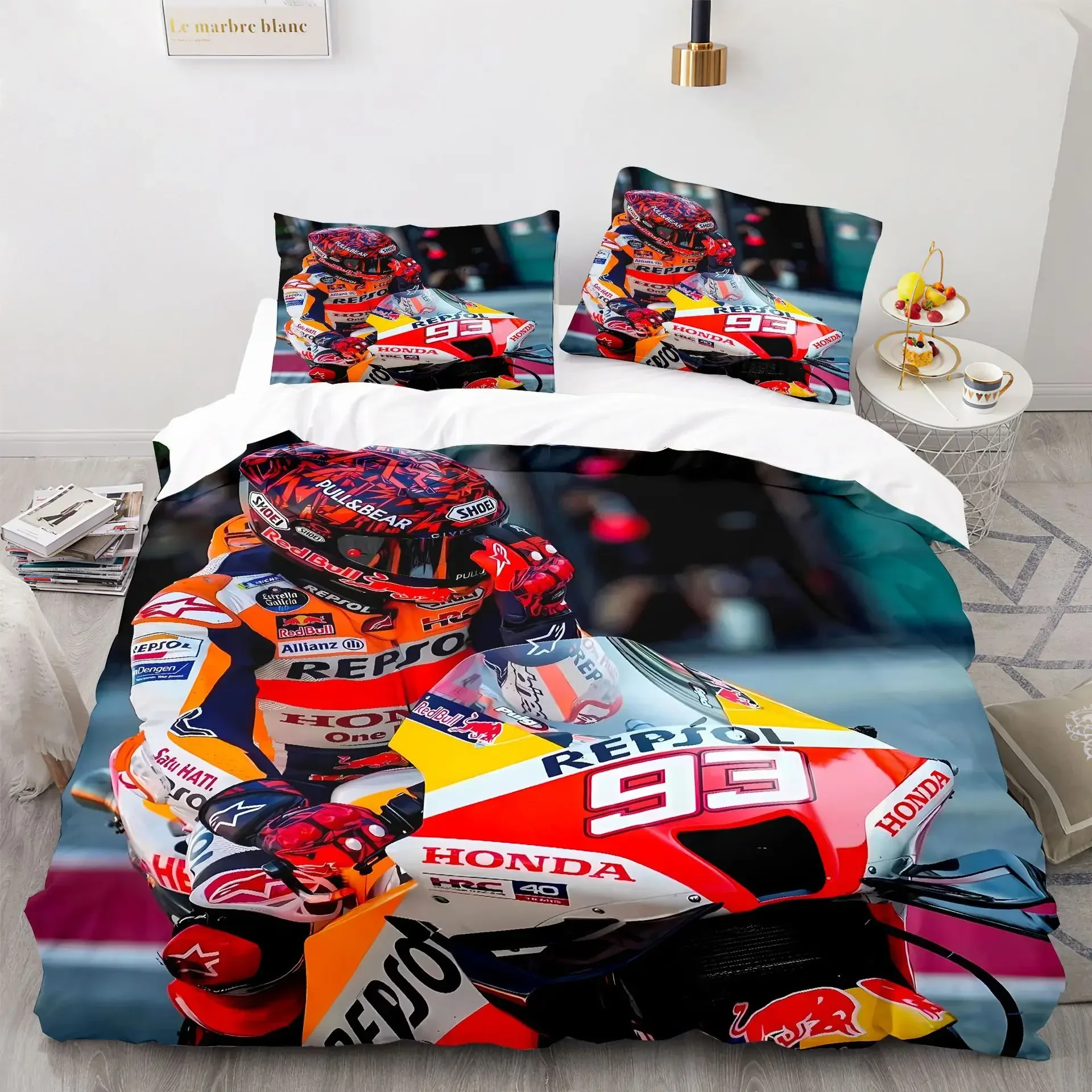 Фото Комплект постельного белья M-Marc Marquez 93, пододеяльник, пододеяльник, пододеяльник, наволочка, королева, двойной размер для мальчиков и девочек, взрослых №3