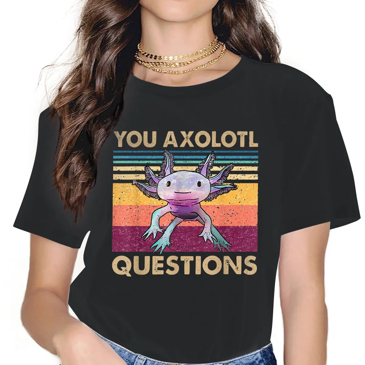 

Questions Female Shirts Axolotl Lover Oversized Vintage Women Top Harajuku Casual Feminine Blusas