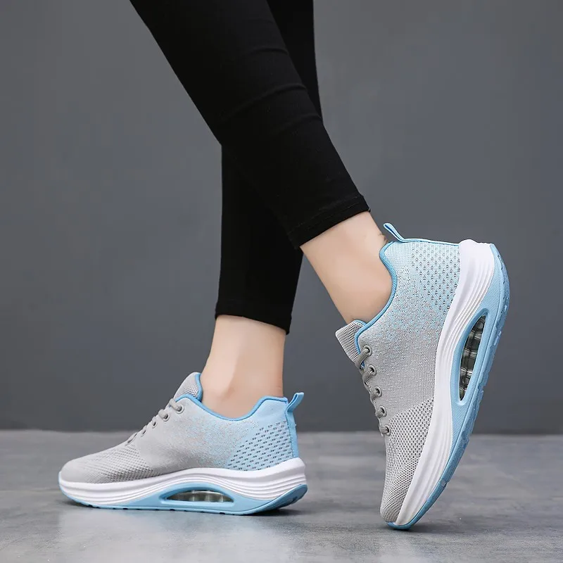 Женские кроссовки на платформе дышащая сетчатая обувь толстой подошве