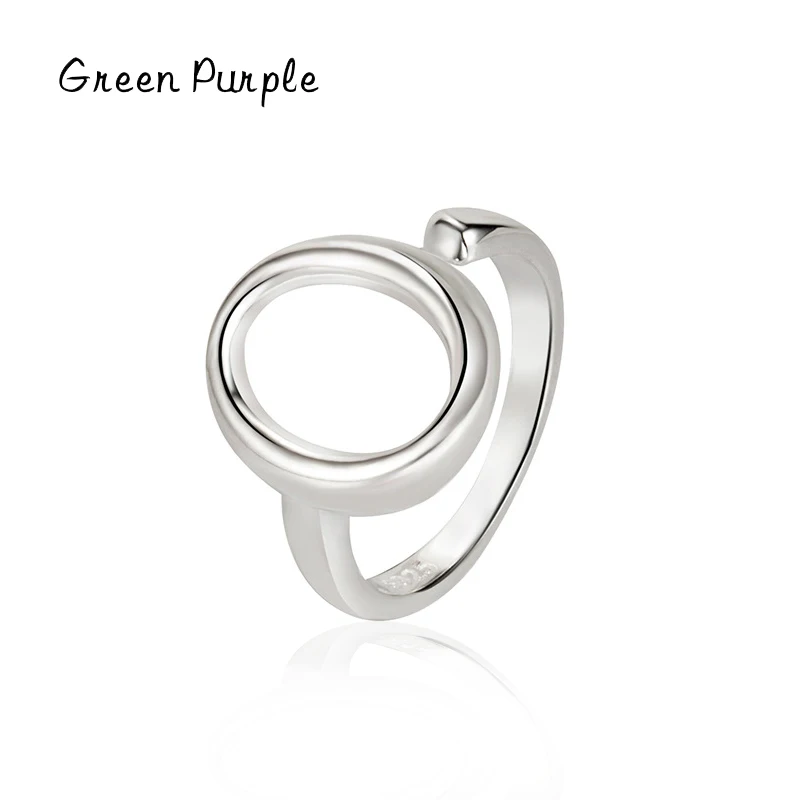 

Green Purple 100% 925 Sterling Silver Circle Elegant Free Size Female Finger Ring For Women Adjustable Fine Jewelry Gift J1155