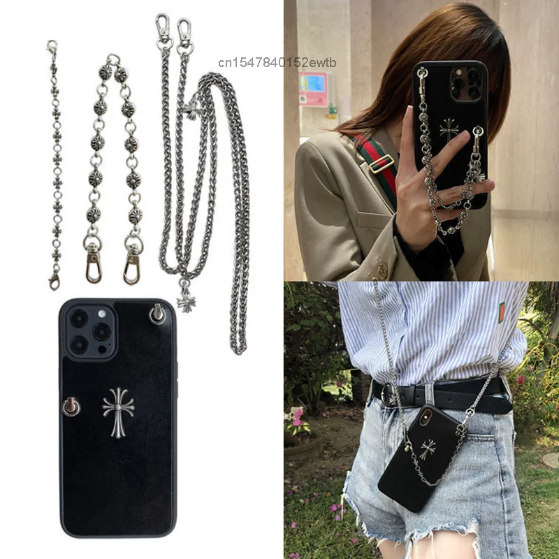 

Vintage Crosses Crossbody Cross Chains Faux Leather Phone Case For Apple IPhone13 12 11 Mini Pro Max 7 8 Plus XS With Straps