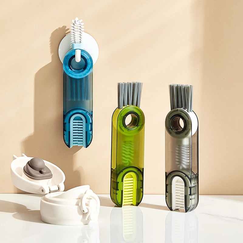 

Щетка для чашки, искусственная многофункциональная длинная силиконовая щетка с тройной чашкой, щетка для зазора, домашняя щетка для чистки ...