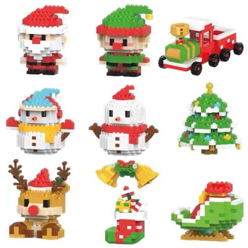 

Blocks Christmas present Kawaii Christmas Tree Santa Claus Elk Building Blocks Granule Combination kids toys Holiday Gifts