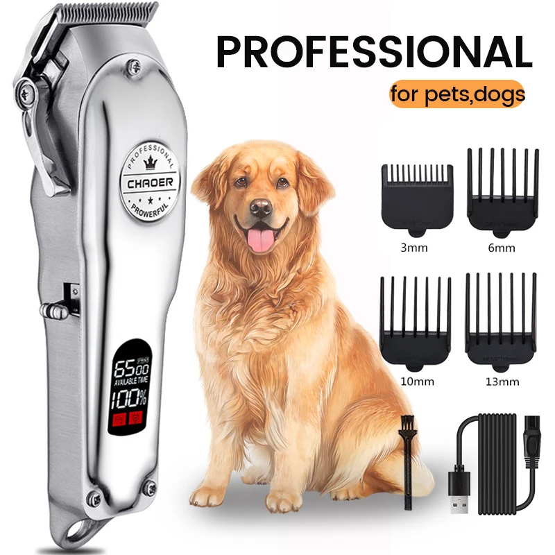 

Rechargeable Dog Hair Clipper All Metal Professional Pet Trimmer Cat Shaver Cutting Machine Puppy Grooming Haircut Low Noice