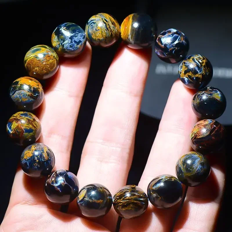 Коллекционный браслет с круглыми бусинами Питер камень Орлиный глаз эффект