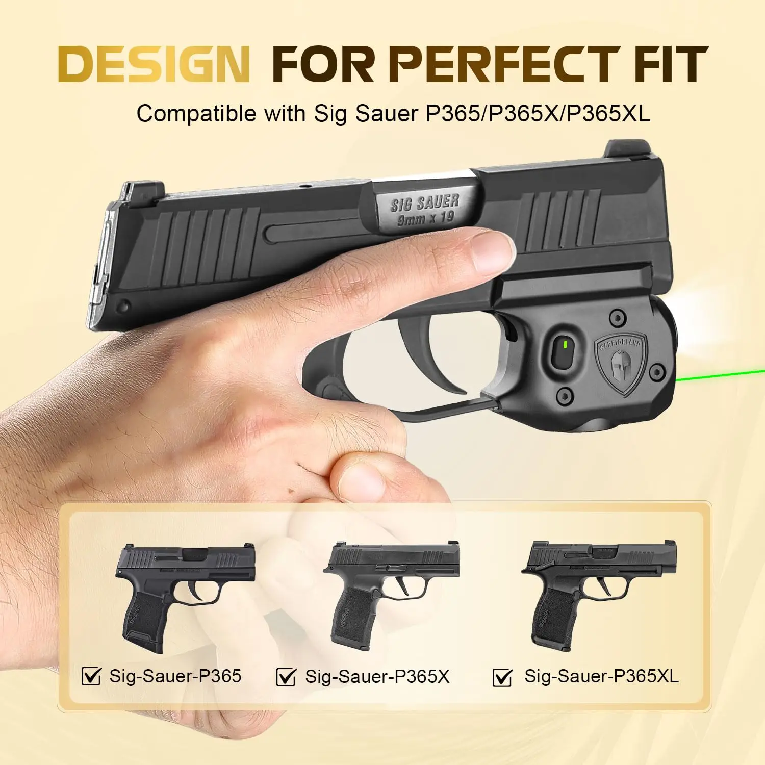 Фото Подходит только Sig Sauer P365/P365X/P365XL, светло-зеленый/красный, без батареи, установленный светильник на 150 люмен, правая рука №3
