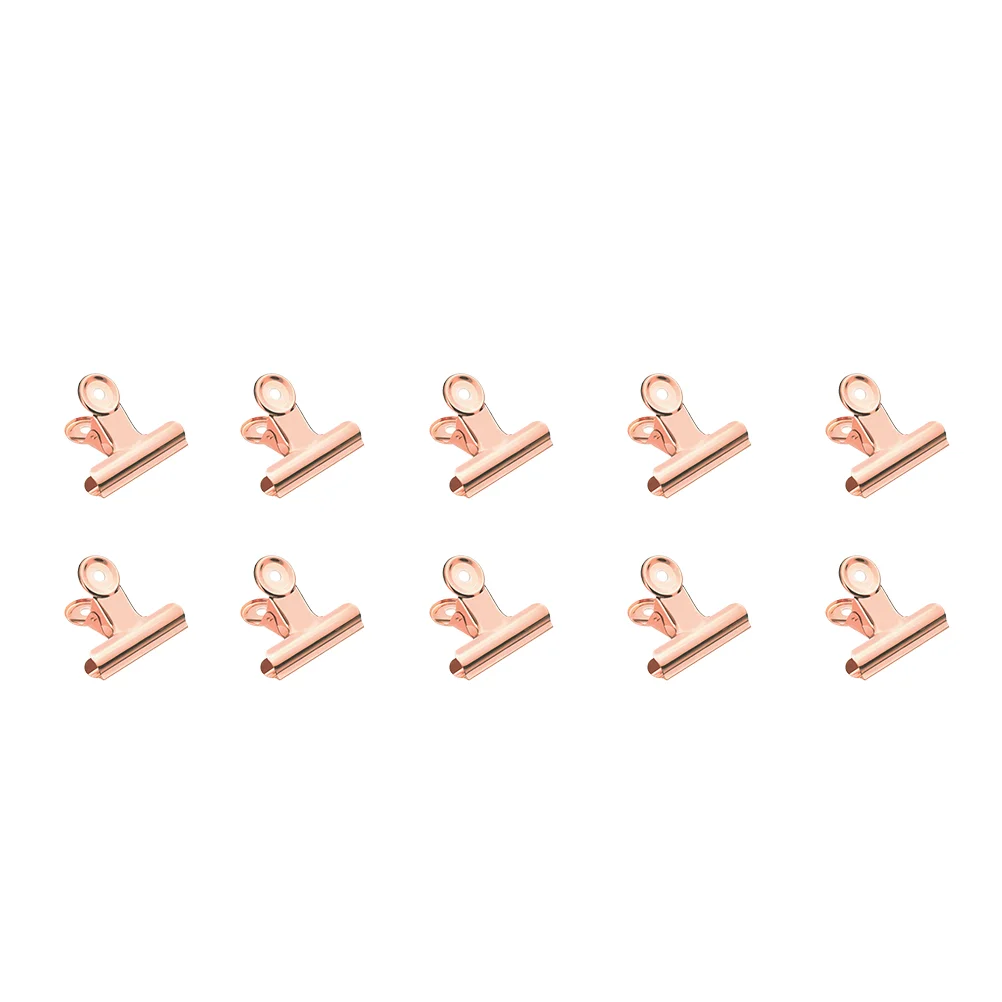 

10 Pcs Curve Shaping Clip Binder Clips Stationary Mini Paper Rose Gold Snack Sealing Ticket Stainless Steel Metal Clothespins