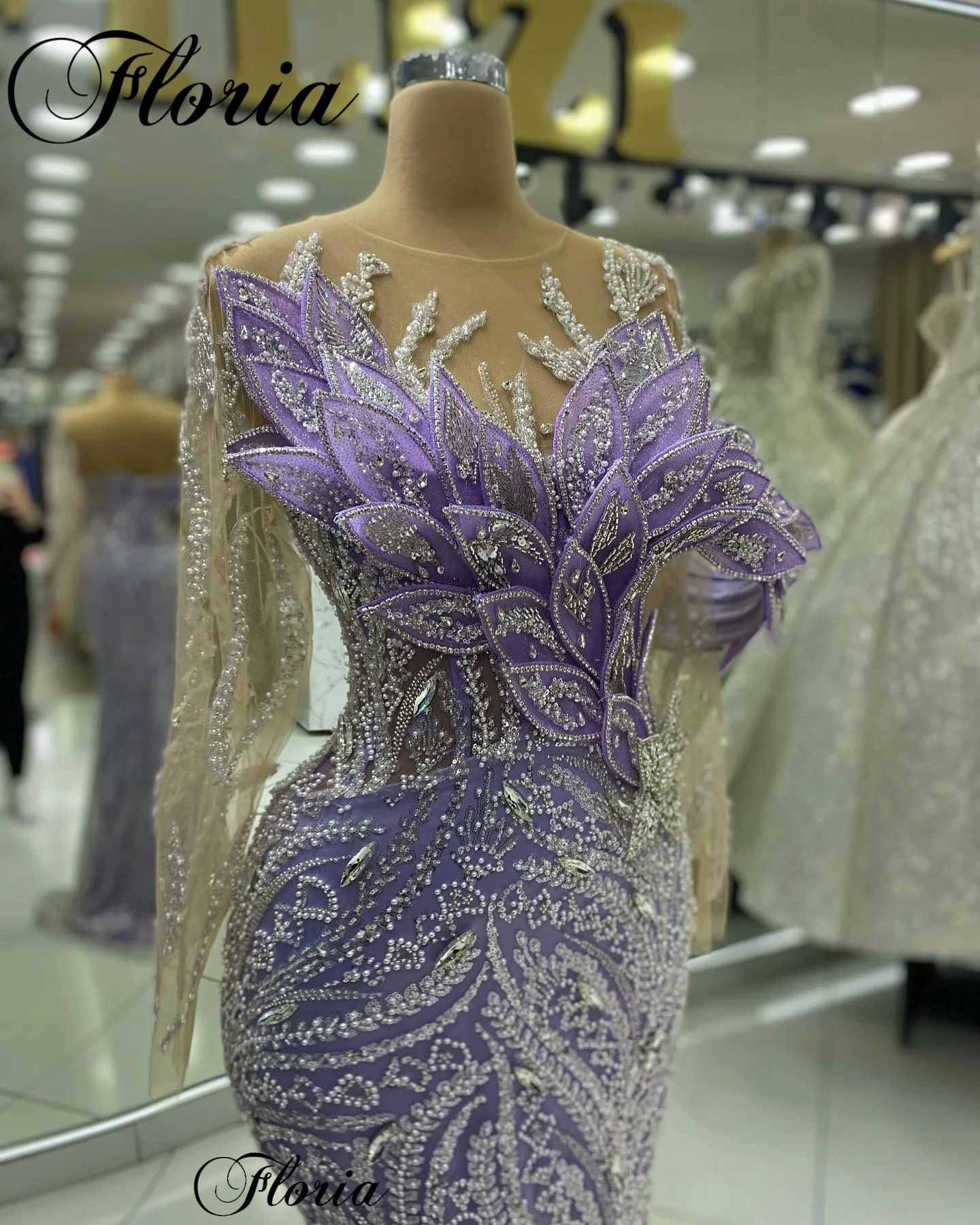 Женское вечернее платье-русалка лавандовые платья с длинным рукавом для