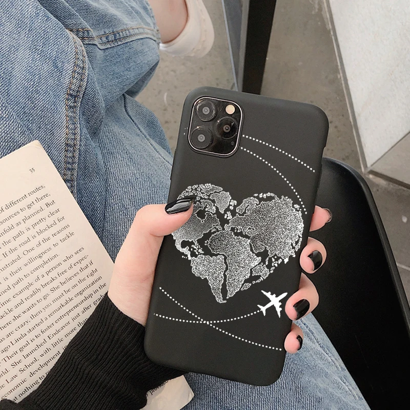 Luxury Popular Planes Map Designs Phone Case for IPhone 14 13 11 Pro XR Xs Max 7 Plus 12 Soft Silicone Cases Black Cover