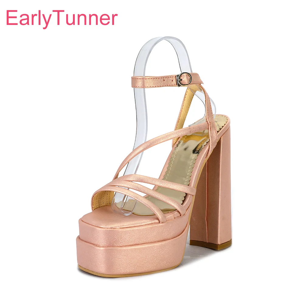 

2022 New Summer Sexy Pink Black Women Platform Sandals Fashion Super High Heel Lady Shoes Plus Small Big Size 10 33 43