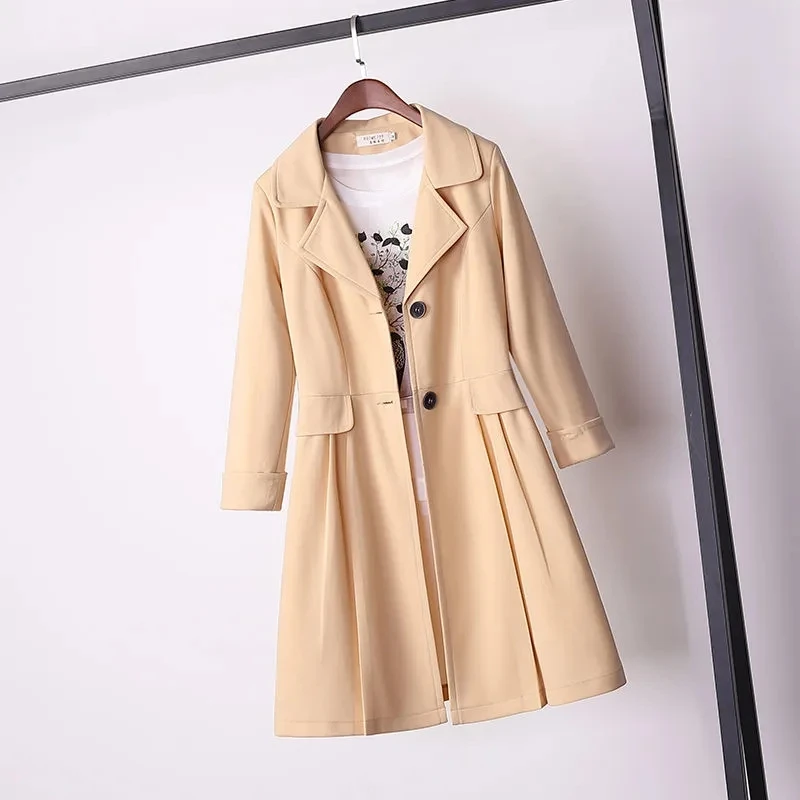 

2022 New Windbreaker Women Mid-length Fat Sister Loose Korean Casual Fashion Coat Spring And Autumn All-Match Top Female Grace