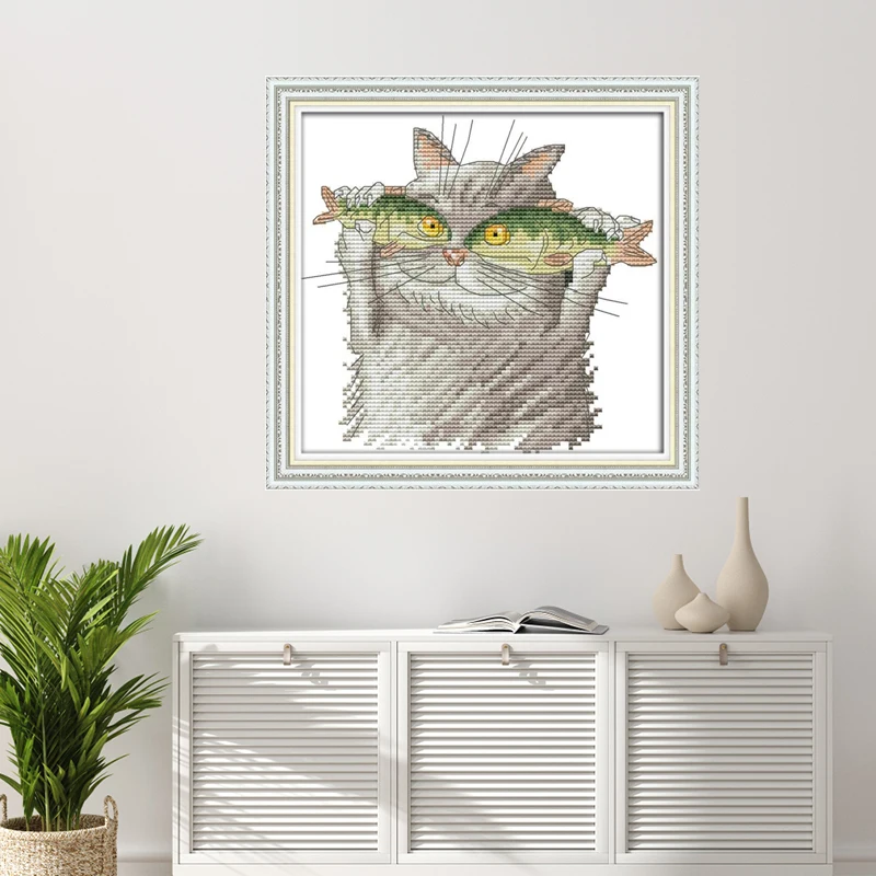Набор для вышивки крестиком Joy Sunday I Love Fish Cat 16/14/11CT
