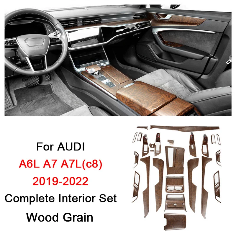 Для Audi A6L A7 A7L c8 2019 2020 2021 2022 детали внутреннего интерьера под дерево центральная