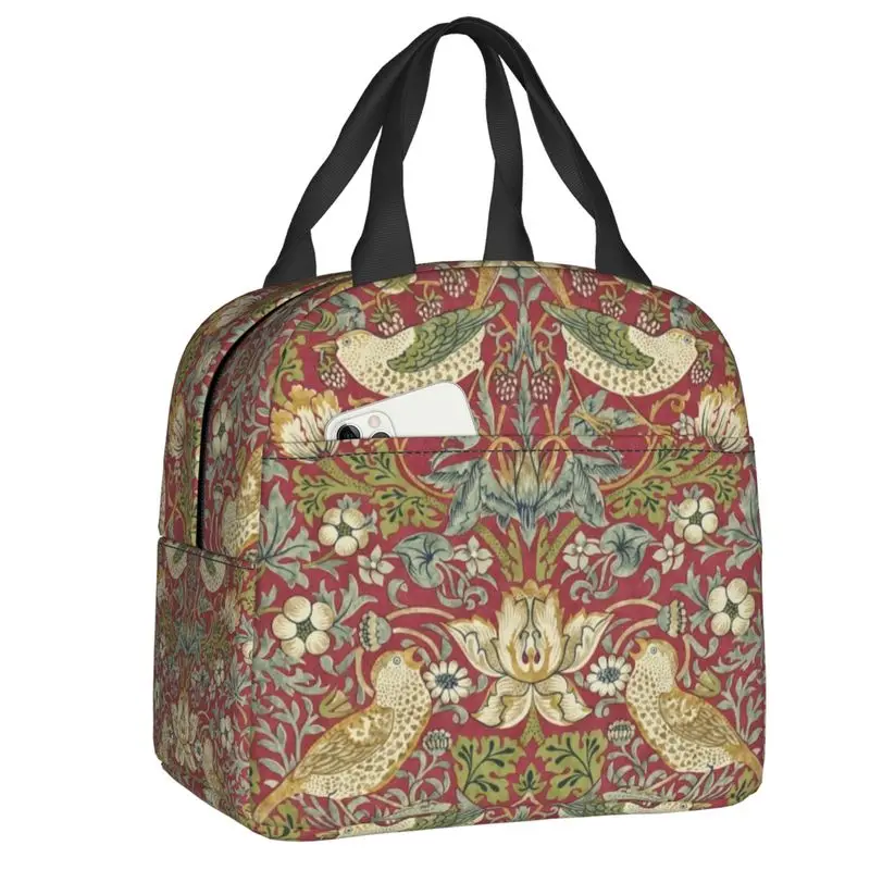 

Оригинальный красный Ланч-бокс с изображением Вильяма Морриса с клубничным вором, мужской, женский, мужской, теплый Ланч-бокс с термоизоляц...